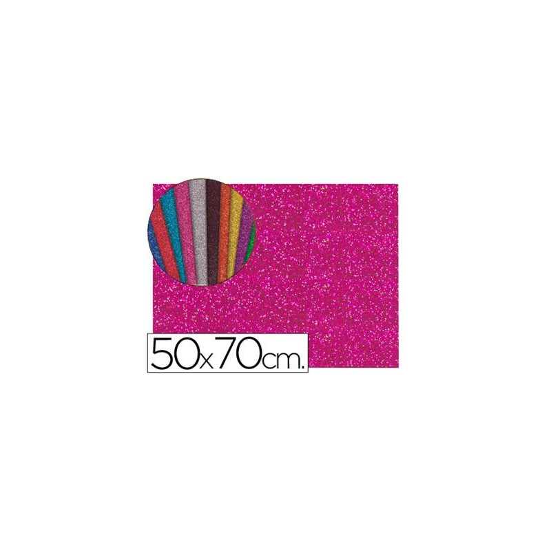 GOMA EVA CON PURPURINA BIODEGRADABLE LIDERPAPEL 50X70CM 60G/M2 ESPESOR 2 MM ROSA