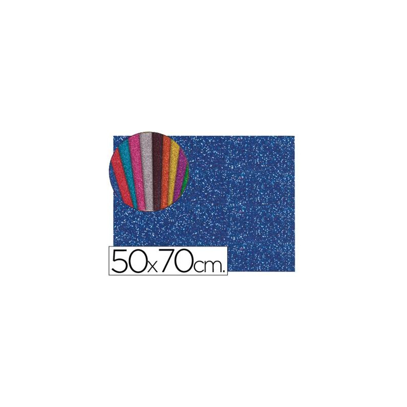 GOMA EVA CON PURPURINA BIODEGRADABLE LIDERPAPEL 50X70CM 60G/M2 ESPESOR 2 MM AZUL OSCURO