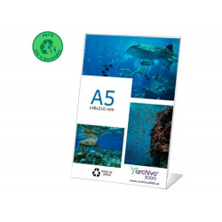 EXPOSITOR SOBREMESA ARCHIVO 2000 PETG FLEXIBLE EN FORMA DE L DIN A5 VERTICAL 55X150X210 MM