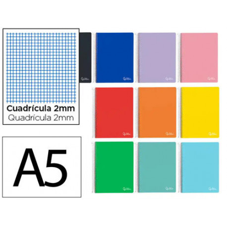 CUADERNO ESPIRAL LIDERPAPEL DIN A5 WITTY TAPA DURA 80H 90GR MILIMETRADO 2MM COLORES SURTIDOS CUADERNO ESPIRAL LIDERPAPEL DIN A5 WITTY TAPA DURA 80H 90GR MILIMETRADO 2MM COLORES SURTIDOS