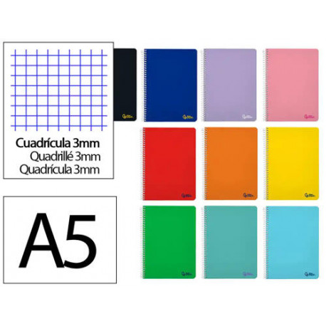 CUADERNO ESPIRAL LIDERPAPEL DIN A5 SMART TAPA BLANDA 80H 75GR CUADRO 3MM CON MARGEN COLORES SURTIDOS CUADERNO ESPIRAL LIDERPAPEL DIN A5 SMART TAPA BLANDA 80H 75GR CUADRO 3MM CON MARGEN COLORES SURTIDOS