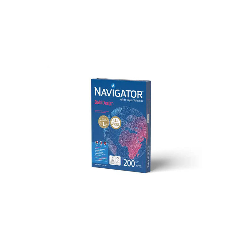 PAPEL FOTOCOPIADORA NAVIGATOR BOLD DESIGN DIN A4 200 GR PAPEL MULTIUSO INK-JET Y LASER PAQUETE DE 15