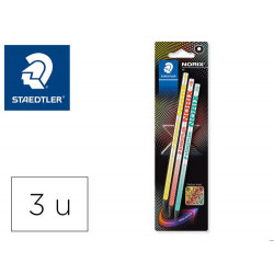 LAPICES DE GRAFITO STAEDTLER NORIX CON FORMA INTELIGENTE HB BLISTER DE 3 UNIDADES COLORES SURTIDOS