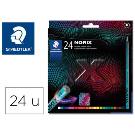 LAPICES DE COLORES STAEDTLER NORIX CON FORMA INTELIGENTE ESTUCHE DE 24 UNIDADES COLORES SURTIDOS
