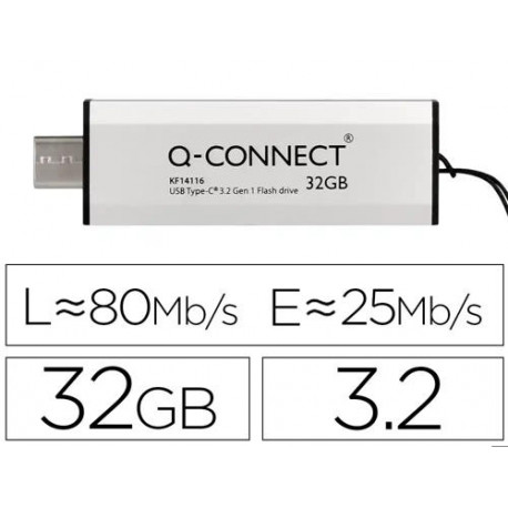 MEMORIA USB Q-CONNECT FLASH DRIVE 32 GB 3.2 TIPO C MEMORIA USB Q-CONNECT FLASH DRIVE 32 GB 3.2 TIPO C