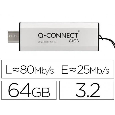 MEMORIA USB Q-CONNECT FLASH DRIVE 64 GB 3.2 TIPO C MEMORIA USB Q-CONNECT FLASH DRIVE 64 GB 3.2 TIPO C