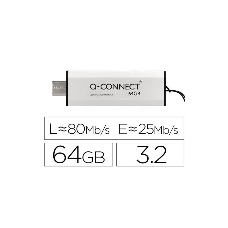 MEMORIA USB Q-CONNECT FLASH DRIVE 64 GB 3.2 TIPO C