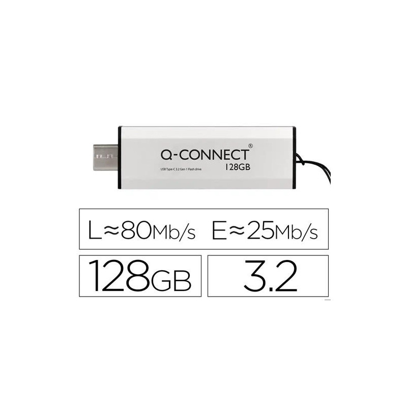 MEMORIA USB Q-CONNECT FLASH DRIVE 128 GB 3.2 TIPO C