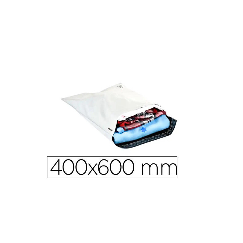 SOBRE Q-CONNECT DE PLASTICO BOLSA PARA ENVIOS 100% RECICLADAS CON AUTOCIERRE COLOR BLANCO 400X600 MM