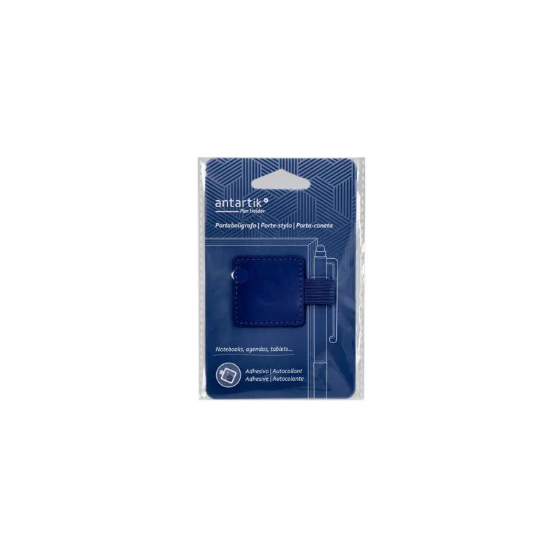 PORTABOLIGRAFO AUTOADHESIVO ANTARTIK PARA CUADERNO NOTE CON ELASTICO HASTA 15 MM GROSOR 80 MM AZUL M