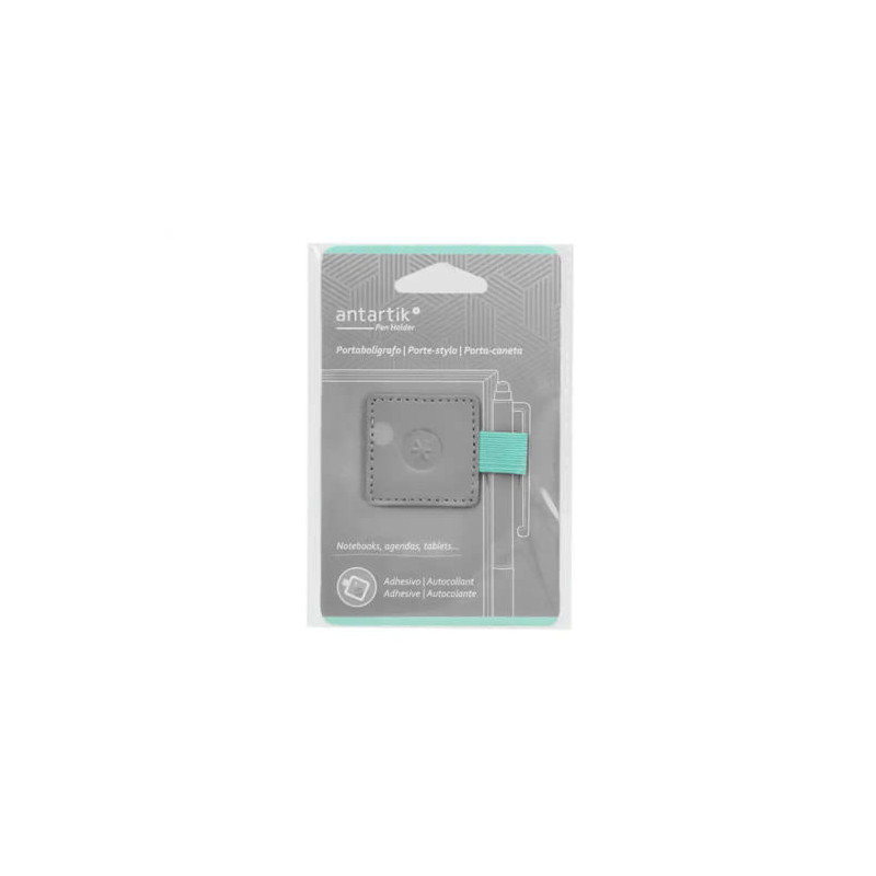 PORTABOLIGRAFO AUTOADHESIVO ANTARTIK PARA CUADERNO NOTE CON ELASTICO HASTA 15 MM GROSOR 80 MM GRIS Y