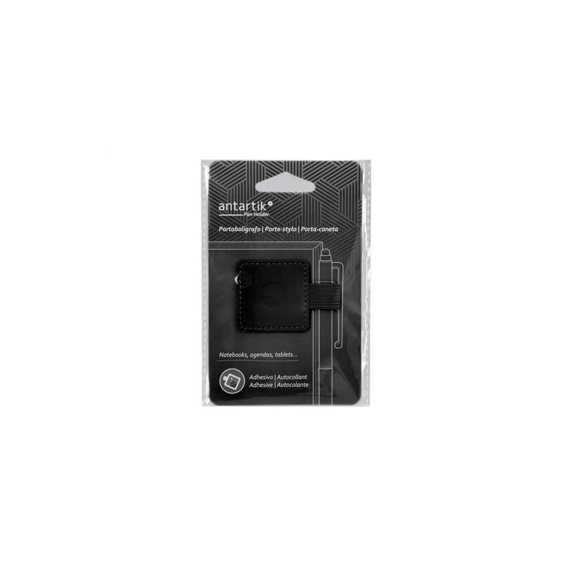 PORTABOLIGRAFO AUTOADHESIVO ANTARTIK PARA CUADERNO NOTE CON ELASTICO HASTA 15 MM GROSOR 80 MM NEGRO