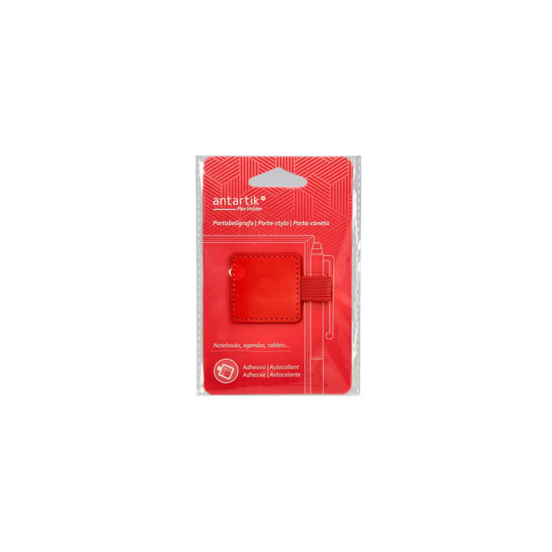 PORTABOLIGRAFO AUTOADHESIVO ANTARTIK PARA CUADERNO NOTE CON ELASTICO HASTA 15 MM GROSOR 80 MM ROJO 4