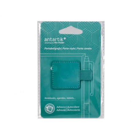 PORTABOLIGRAFO AUTOADHESIVO ANTARTIK PARA CUADERNO NOTE CON ELASTICO HASTA 15 MM GROSOR 80 MM VERDE 