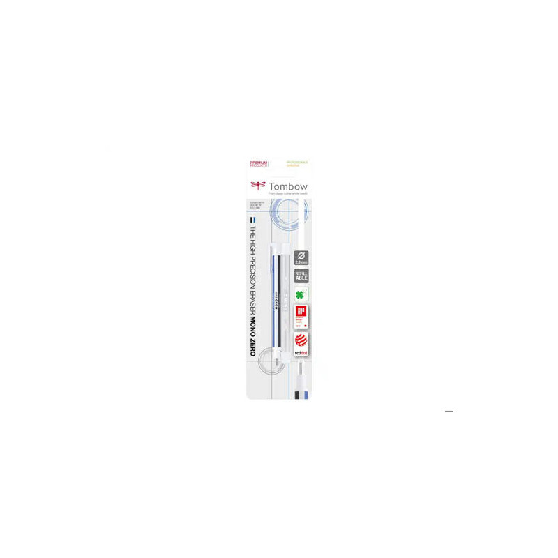 PORTAGOMAS TOMBOW MONO ZERO CON CLIP GOMA REDONDA 2,3MM DIAMETRO + 2 RECAMBIOS