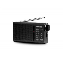 RADIO PORTATIL DAEWOO AM/FM ANTENA TELESCOPICA AURICULARES INCLUIDOS JACK 3.5 MM COLOR NEGRO