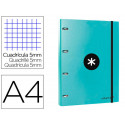 CARPETA CON RECAMBIO ANTARTIK A4 CUADRO 5MM FORRADA 4 ANILLAS 25MM REDONDAS COLOR MENTA