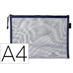 BOLSA ZIPPER BAG LIDERPAPEL POLIESTER TRANSPIRABLE MULTIUSOS DIN A4 AZUL MARINO