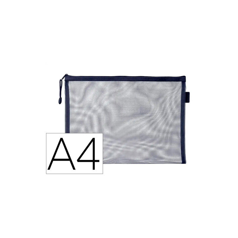 BOLSA ZIPPER BAG LIDERPAPEL POLIESTER TRANSPIRABLE MULTIUSOS DIN A4 AZUL MARINO