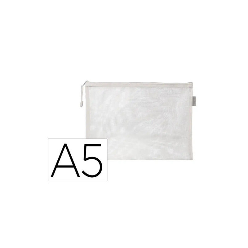 BOLSA ZIPPER BAG LIDERPAPEL POLIESTER TRANSPIRABLE MULTIUSOS DIN A5 BLANCO