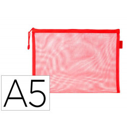 BOLSA ZIPPER BAG LIDERPAPEL POLIESTER TRANSPIRABLE MULTIUSOS DIN A5 ROJO