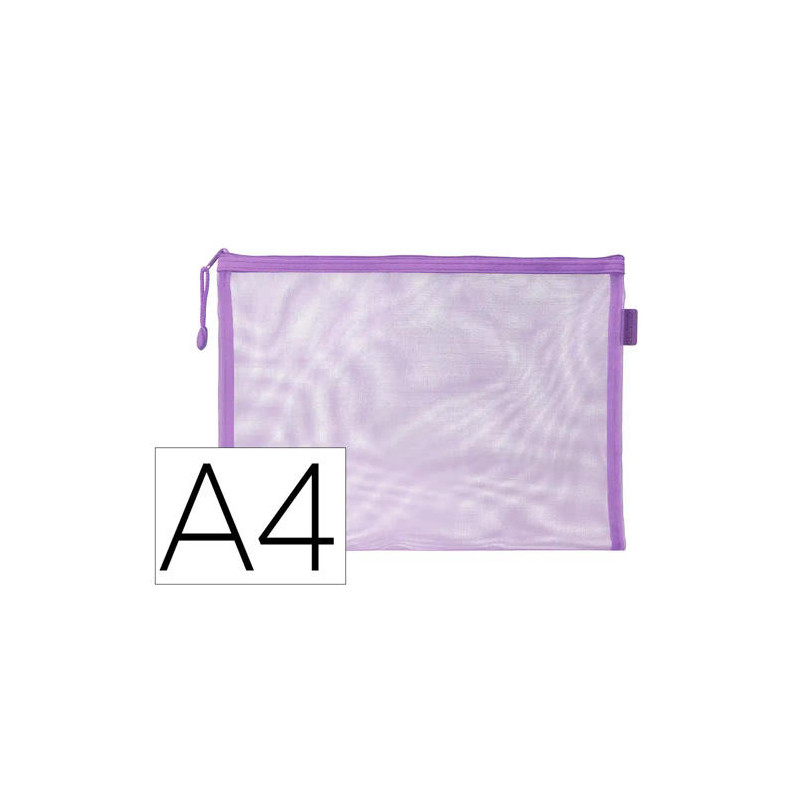 BOLSA ZIPPER BAG LIDERPAPEL POLIESTER TRANSPIRABLE MULTIUSOS DIN A4 MORADO PASTEL