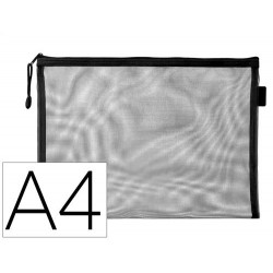 BOLSA ZIPPER BAG LIDERPAPEL POLIESTER TRANSPIRABLE MULTIUSOS DIN A4 NEGRO
