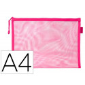 BOLSA ZIPPER BAG LIDERPAPEL POLIESTER TRANSPIRABLE MULTIUSOS DIN A4 ROSA