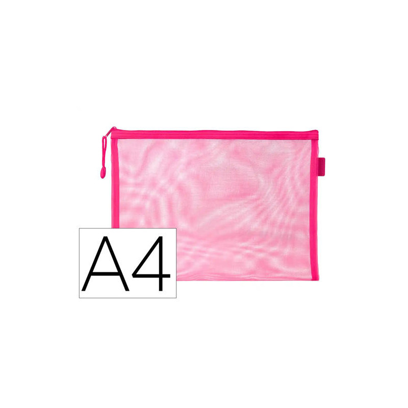 BOLSA ZIPPER BAG LIDERPAPEL POLIESTER TRANSPIRABLE MULTIUSOS DIN A4 ROSA