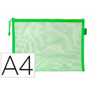 BOLSA ZIPPER BAG LIDERPAPEL POLIESTER TRANSPIRABLE MULTIUSOS DIN A4 VERDE PASTEL
