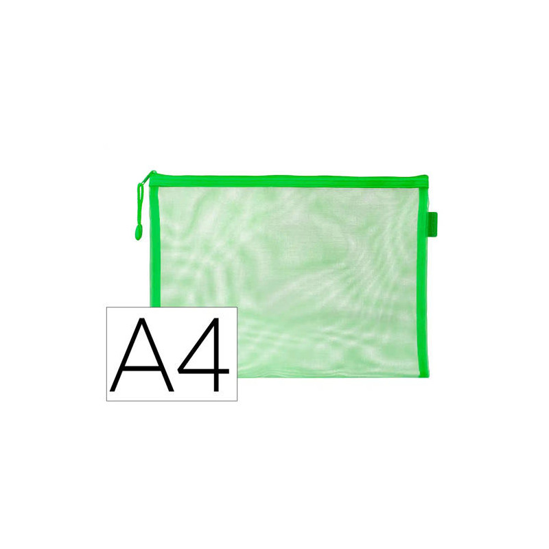 BOLSA ZIPPER BAG LIDERPAPEL POLIESTER TRANSPIRABLE MULTIUSOS DIN A4 VERDE PASTEL