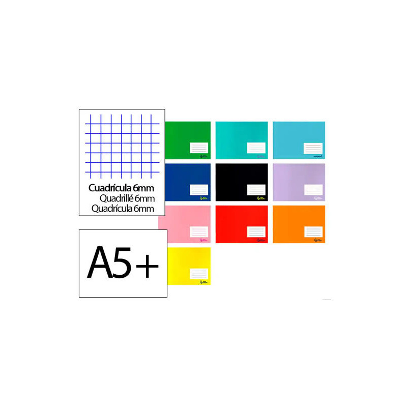 LIBRETA LIDERPAPEL SMART A5 PLUS APAISADO 32 HOJAS 75G/M2 CUADRO 6 MM CON MARGEN COLORES SURTIDOS
