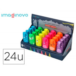 ROTULADOR IMAGINOVO FLUORESCENTE SAFARI GLOW NEON ANIMALES Y CLIP EXPOSITOR DE 24 UNIDADES SURTIDAS