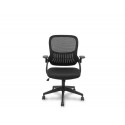 SILLA DE OFICINA PYC OPTI544 RESPALDO MALLA ASIENTO TELA NEGRO BRAZOS ABATIBLES MECANISMO BASCULANTE