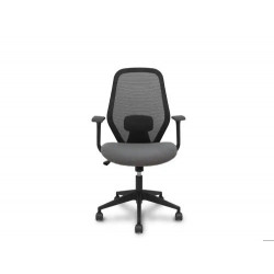 SILLA DE OFICINA PYC ERGO529 RESPALDO MALLA NEGRO ASIENTO TELA GRIS BRAZOS FIJOS MECANISMO BASCULANT