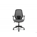 SILLA DE OFICINA PYC ERGO529 RESPALDO MALLA NEGRO ASIENTO TELA GRIS BRAZOS FIJOS MECANISMO BASCULANT