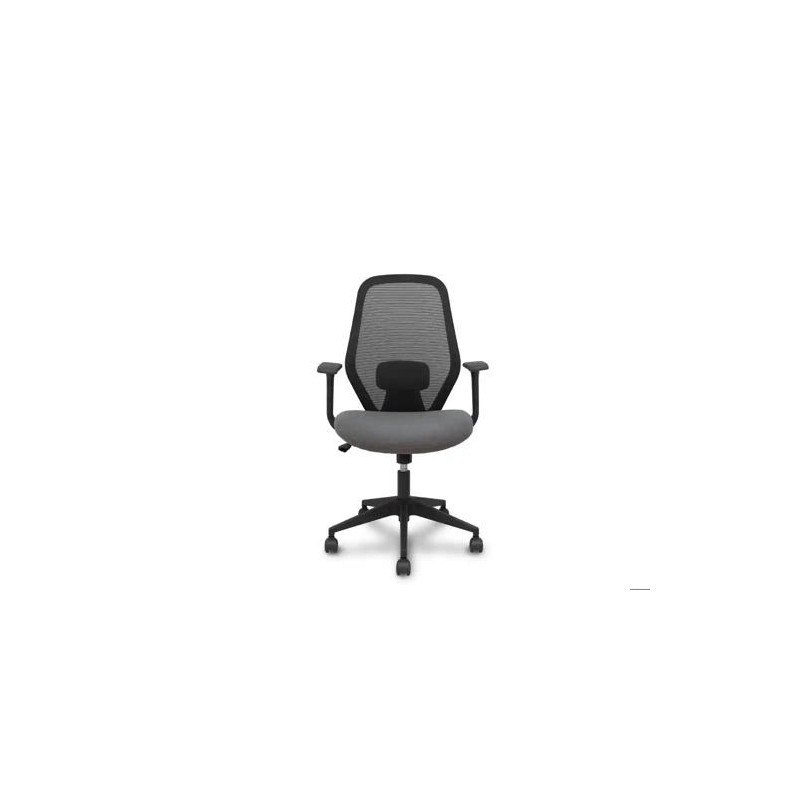 SILLA DE OFICINA PYC ERGO529 RESPALDO MALLA NEGRO ASIENTO TELA GRIS BRAZOS FIJOS MECANISMO BASCULANT