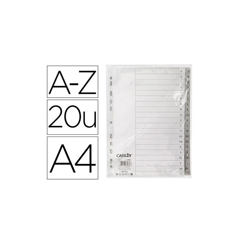 SEPARADOR ALFABETICO CARLIN PLASTICO A-Z DIN A4 MULTITALADRO