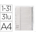 SEPARADOR NUMERICO CARLIN PLASTICO 1-31 JUEGO DE 31 SEPARADORES DIN A4 MULTITALADRO