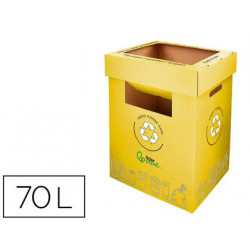 CONTENEDOR PAPELERA RECICLAJE LIDERPAPEL CARTON RECICLADO PARA ENVASES 450X350X650 MM 70 LITROS AMAR