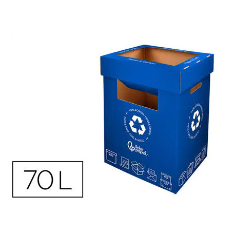 CONTENEDOR PAPELERA RECICLAJE LIDERPAPEL CARTON RECICLADO PARA PAPEL Y CARTON 450X350X650 MM 70 LITR