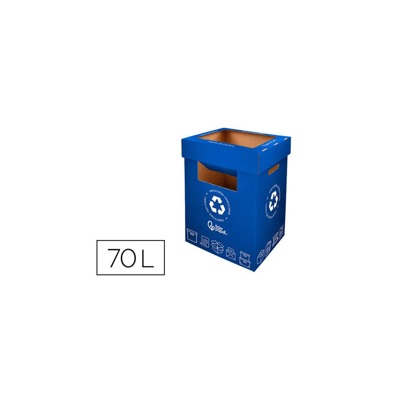 CONTENEDOR PAPELERA RECICLAJE LIDERPAPEL CARTON RECICLADO PARA PAPEL Y CARTON 450X350X650 MM 70 LITR