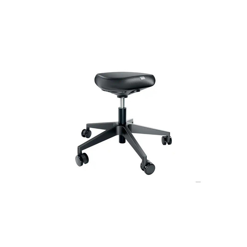 TABURETE LEITZ ERGO CON ASIENTO TRIANGULAR 5 RUEDAS GIRATORIAS REGULABLE EN ALTURA HASTA 59 CM NEGRO