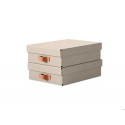 CAJA DE ALMACENAJE LEITZ CARTON MEDIANA BAJA CON ASA DE PIEL COLOR AZUL PACK DE 2 UNIDADES