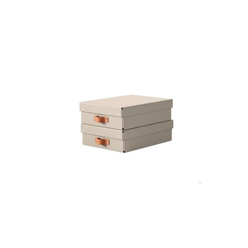 CAJA DE ALMACENAJE LEITZ CARTON MEDIANA BAJA CON ASA DE PIEL COLOR AZUL PACK DE 2 UNIDADES