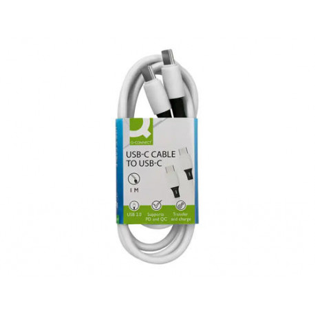 CABLE USB-C A USB-C Q-CONNECT PVC LONGITUD 1M BLANCO