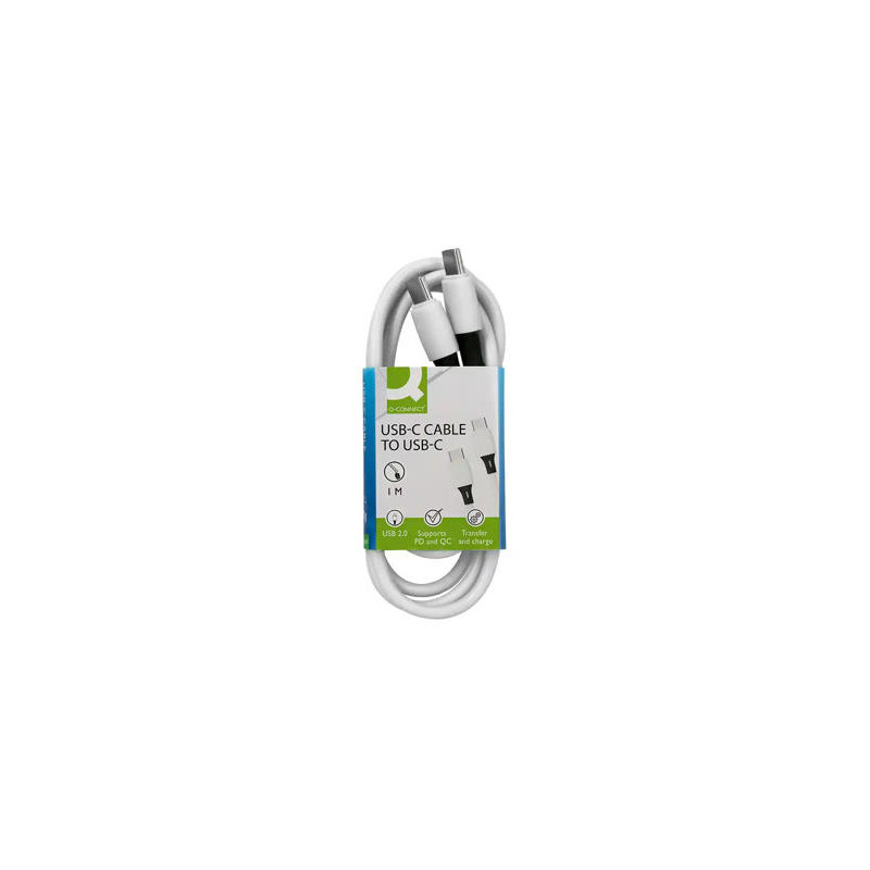 CABLE USB-C A USB-C Q-CONNECT PVC LONGITUD 1M BLANCO