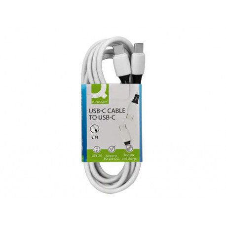 CABLE USB-C A USB-C Q-CONNECT PVC LONGITUD 2M BLANCO
