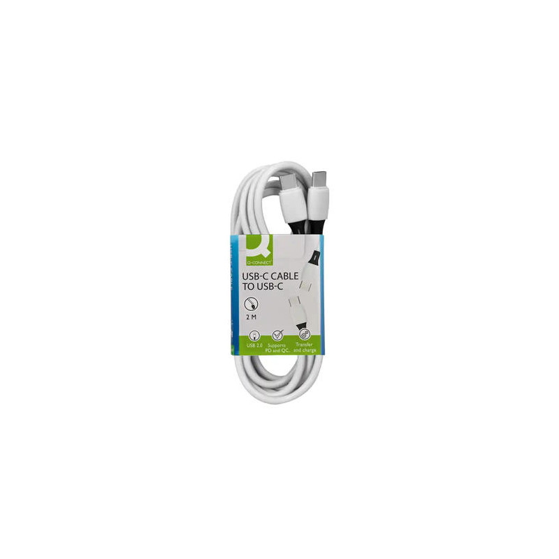 CABLE USB-C A USB-C Q-CONNECT PVC LONGITUD 2M BLANCO