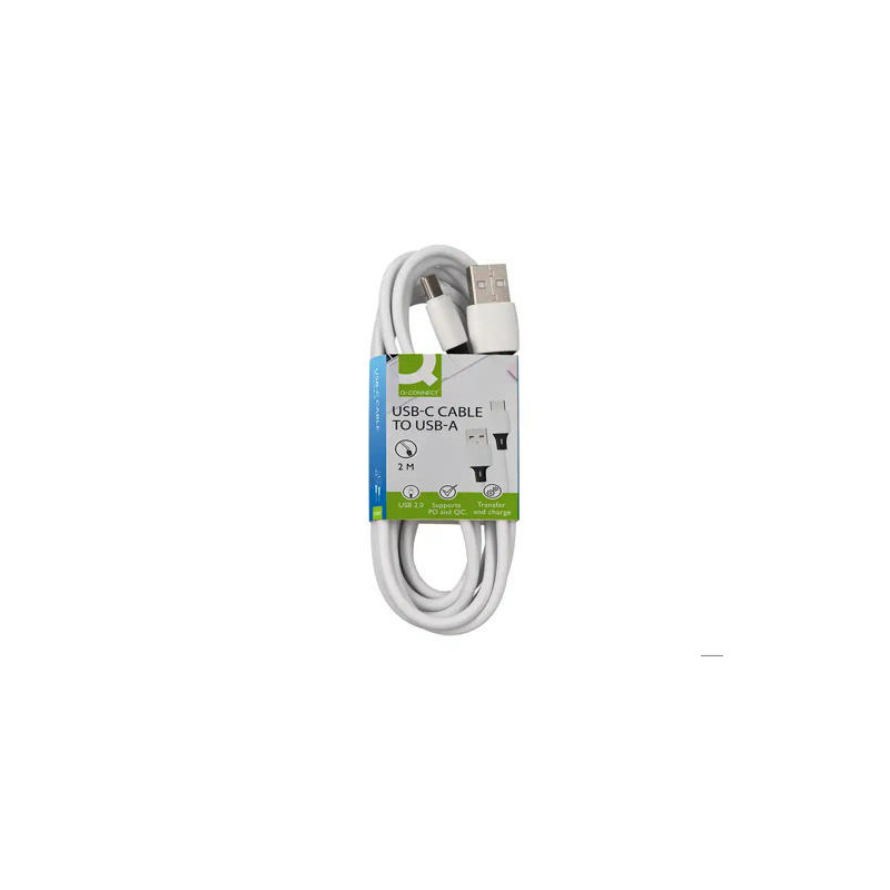 CABLE USB-C A USB-A Q-CONNECT PVC LONGITUD 2M BLANCO